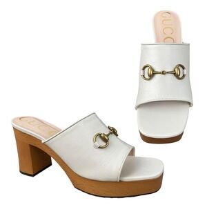NEW Gucci Granada Platform Sandals Chunky Mystic White Size 41.5